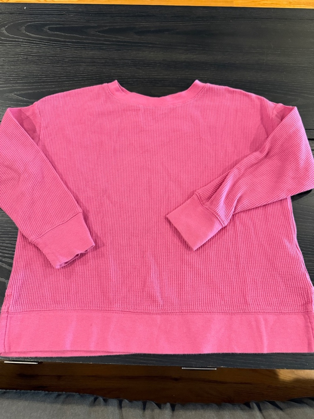 GAP Long-Sleeve Thermal Tee in Bright Pink